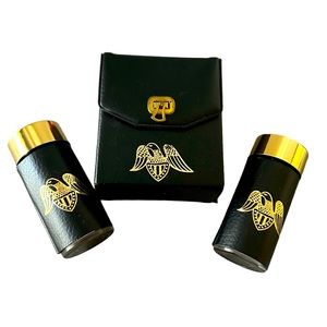 Vintage Lenel for Men Empty Glass Bottles After Shave and Cologne w/ Case GUC